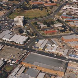 Aerial view of Coffs Harbour's Central Business District, 1990s