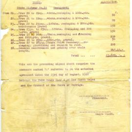Annexure to Agreement on State Highway no. 10 roadworks, 23 August 1928