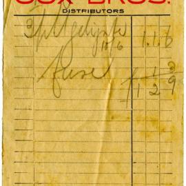 Cox Brothers receipt, 19 July 1930