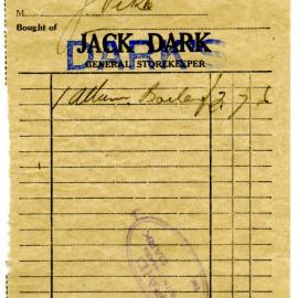 Jack Dark General Storekeeper receipt, 9 August 1944