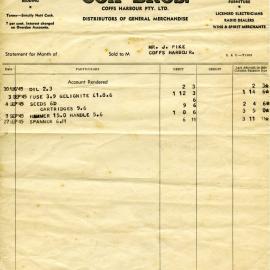 Cox Brothers invoice, August - September 1945