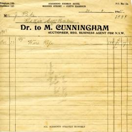 M. Cunningham invoice, 23 November 1945