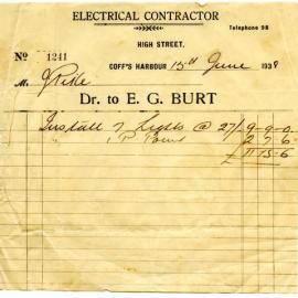 E. G. Burt invoice and receipt, June - July 1938