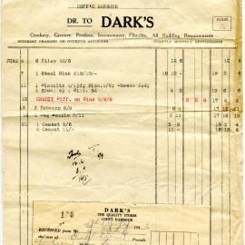 Dark's invoice and receipt, June - July 1946