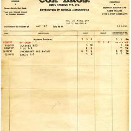 Cox Brothers invoice and receipt, May - June 1947