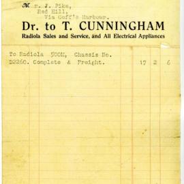 T. P. Cunningham invoice and receipt, July 1946
