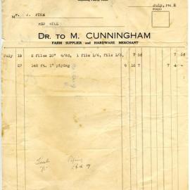 M. Cunningham invoice and receipt, July - August 1948