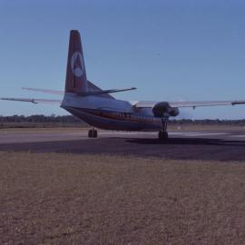 Ansett Fokker F-27 Friendship aeroplane, Coffs Harbour Airport, March 1978