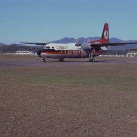 Ansett Fokker F-27 Friendship aeroplane, Coffs Harbour Airport, March 1978