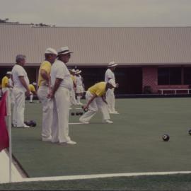 Men playing lawn bowls