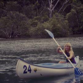 Girl kayaking, Coffs Creek