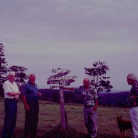Four men and signpost