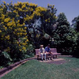 People on a park bench, City Centre Mall