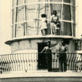 Behind the balustrade at the South Solitary Island Lighthouse, 1930s