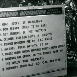 Banana information sign on Jarrett's farm at Red Hill, 1971