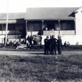 Dole collectors at the Police Station / Courthouse, 1929 - 1930