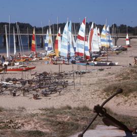 Hobie catamarans at Coffs Jetty, 1977
