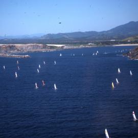 Hobie catamarans beyond the breakwalls, 1977