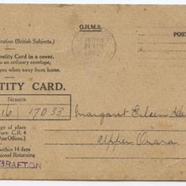 Identity Card for Margaret Eileen Herdegen, c. 1942