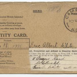 Identity Card for Eric Albert White, c. 1942