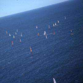 Hobie catamarans in the lead, 1977