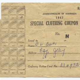 Special Clothing Coupon, 1947