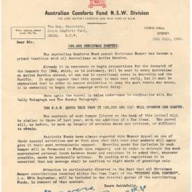 Australian Comforts Fund letter, 14 July 1944