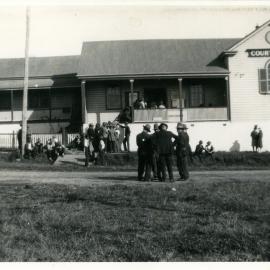 Dole collectors at the Police Station / Courthouse, 1929 - 1930