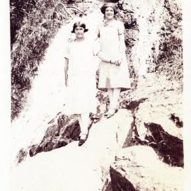 Carlie Young and Rita Thompson at Dangar Falls, 1920s