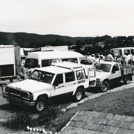 Police presence at an Emerald Beach rally, 26 November 1991