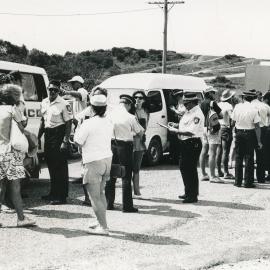 Police and protestors at an Emerald Beach rally, 26 November 1991