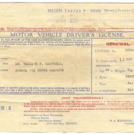 Motor Vehicle Driver's License, 1936