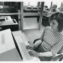 Leanne in the Council Computer Room, 15 August 1988