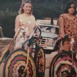 Glennis Wilson and Sharon Rewell with decorated bikes