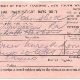 Interim Receipt Available for Twenty-Eight Days Only, August 1958