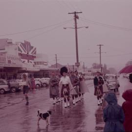 Maclean Pipe Band in the Coffs Harbour Centenary Parade, 1961