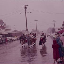 Grafton Pipe Band in the Coffs Harbour Centenary Parade, 1961