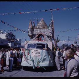 Parade float on High Street, c. 1960s