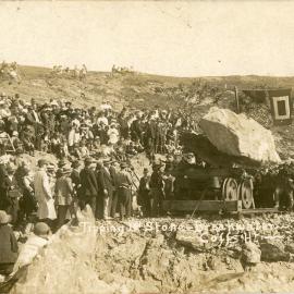 Tipping of the first stone in the eastern breakwall construction, 28 June 1917 