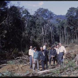 Group of men at construction site, Mount Moombil, c. 1963