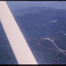 Aerial of transmission tower on Mount Moombil, c. 1964