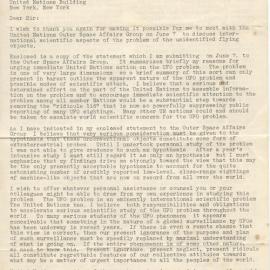 Letter to Secretary-General U Thant, United Nations, 5 June 1967