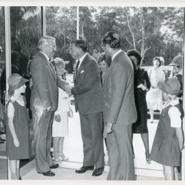 Sir James Rowland with Shire Clerk Rod Firman, 18 April 1985