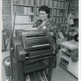 Printing room in the Council administration building, 1985