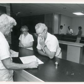 General enquiry counter in the Council administration building, 1985
