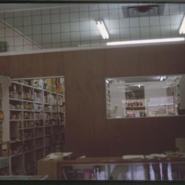 Interior wall, Forsyth's Pharmacy, c. 1964