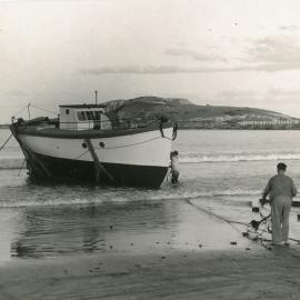 Launching the largest fishing boat, 22 July 1946