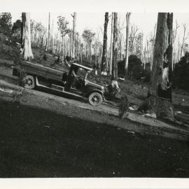 Utility truck with sleepers at Otley farm, 1930