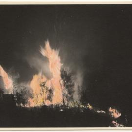 Bushfire at night, c. 1940s