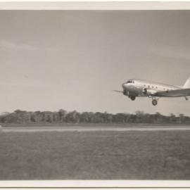 Douglas DC3 plane taking off, 14 March 1949